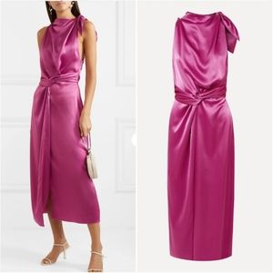 Kalila Draped Satin Midi Dress